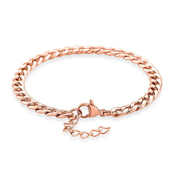 Shop Lc Curb Chain Bracelet In ION PLared RG Stainless Steel (7.0-8.0In)