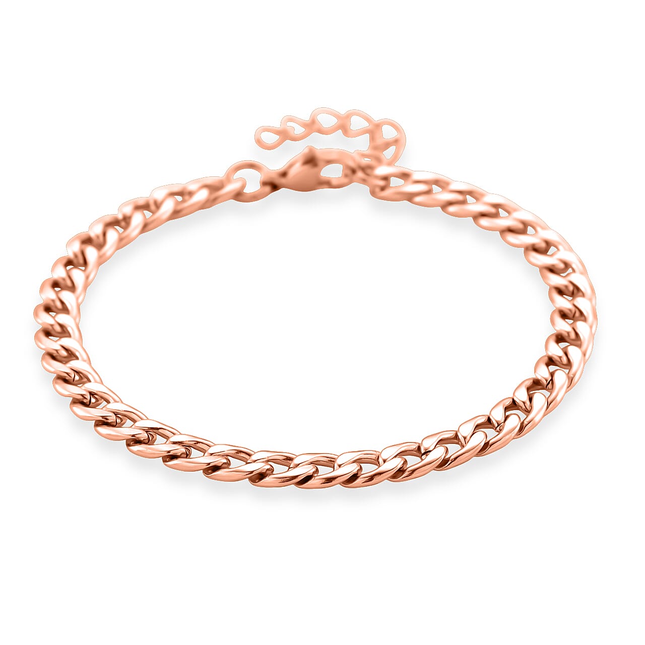 shop lc Curb Chain Bracelet in ION PLared RG Stainless Steel (7.0-8.0In)