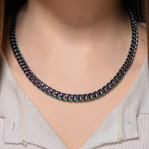 Shop Lc Curb Chain Necklace In ION Plated Mystic Stainless Steel 20-22 Inches