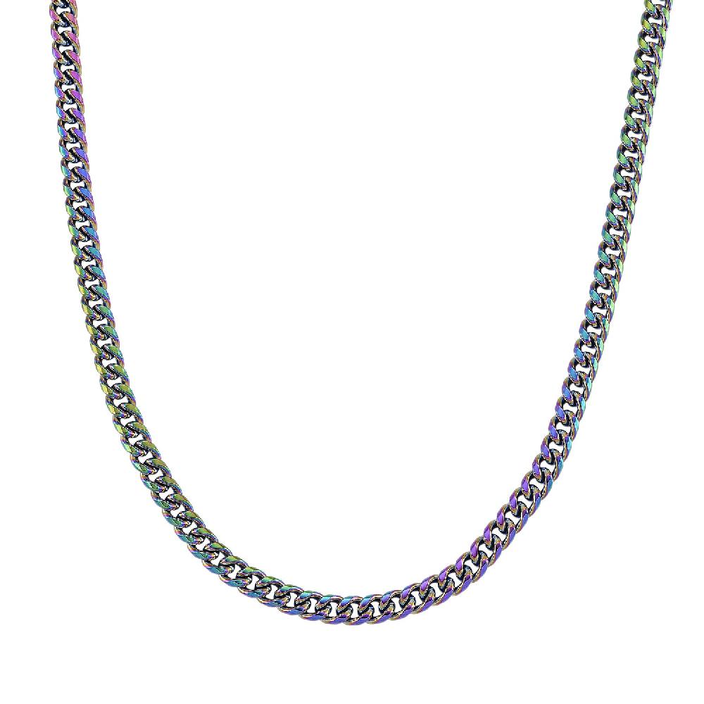 shop lc Curb Chain Necklace in ION Plated Mystic Stainless Steel 20-22 Inches