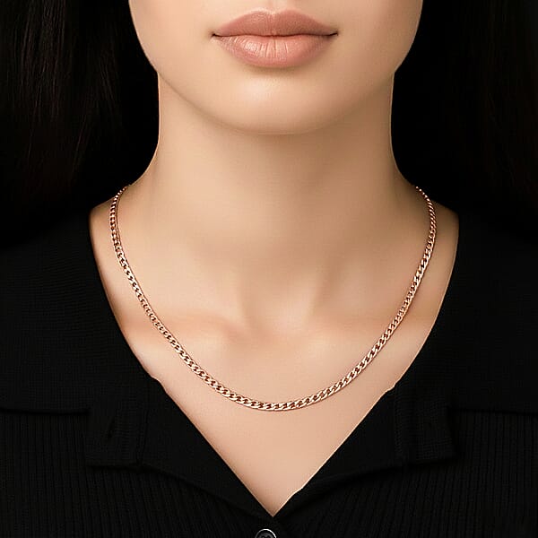 Shop Lc Curb Chain Necklace In ION Plated RG Stainless Steel (24-26 Inches)