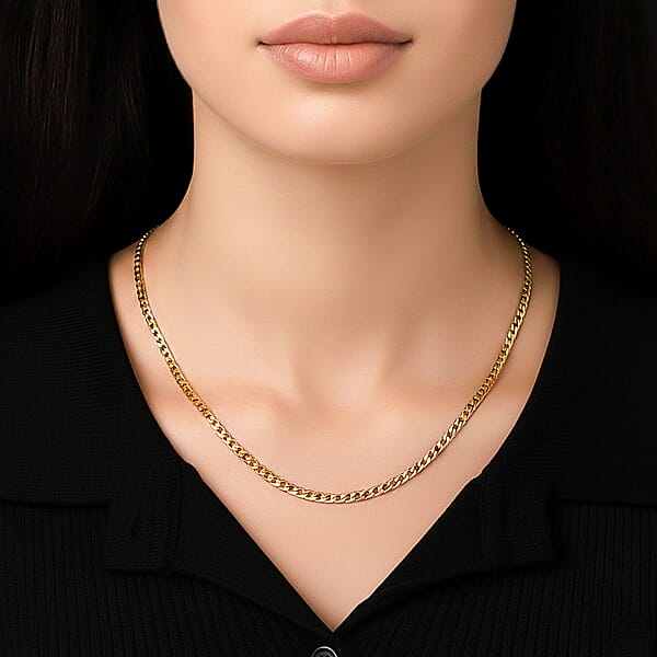 Shop Lc Curb Chain Necklace In ION Plated YG Stainless Steel (24-26 Inches)