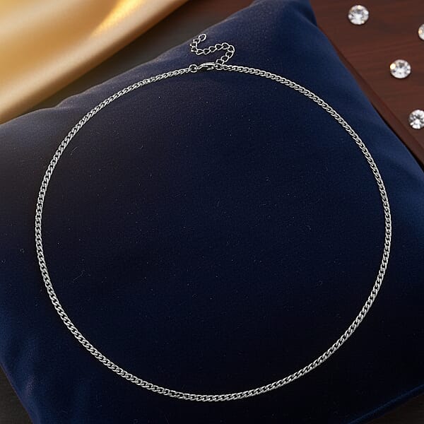 Shop Lc Curb Chain Necklace In Stainless Steel (24-26 Inches)