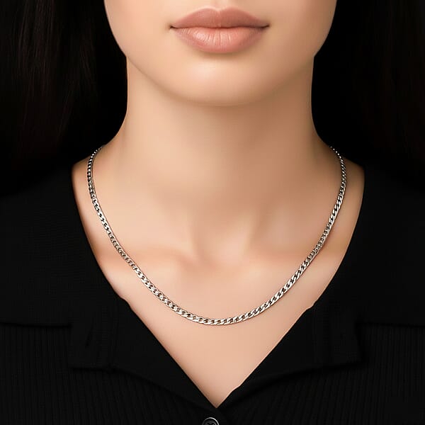 Shop Lc Curb Chain Necklace In Stainless Steel (24-26 Inches)