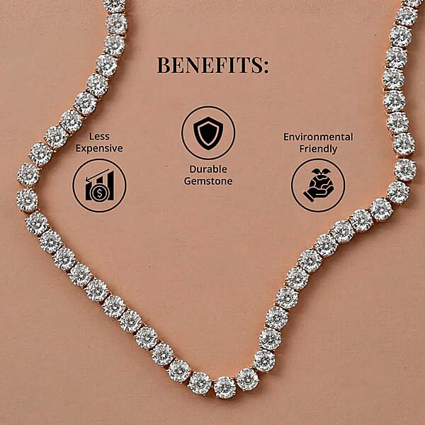 Shop Lc D'Joy 100 Facet Moissanite 35.85 Ctw Tennis Necklace In Platinum Over Sterling Silver 18 Inches