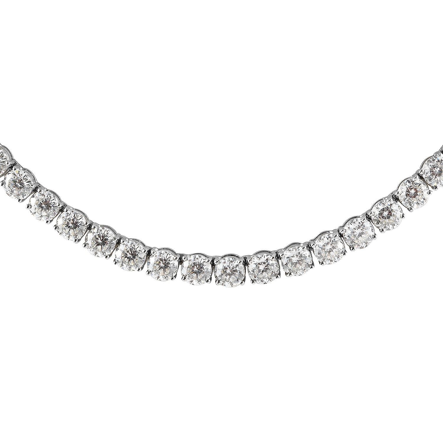 shop lc D'Joy 100 Facet Moissanite 35.85 ctw Tennis Necklace in Platinum Over Sterling Silver 18 Inches