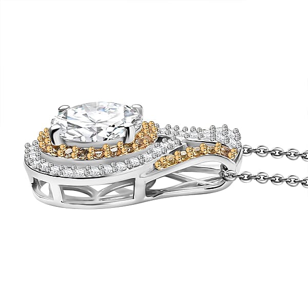Shop Lc D'Joy 100 Facets Moissanite And Yellow Sapphire 3.45 Ctw Celestial Halo Pendant Necklace In Rhodium Over Sterling Silver 20 Inches