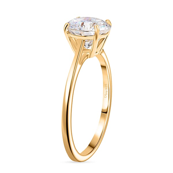 Shop Lc D'Joy 129 Facet Strontium Titanate 3.00 Ctw Classic Solitaire Ring In 18K Vermeil Yellow Gold Over Sterling Silver