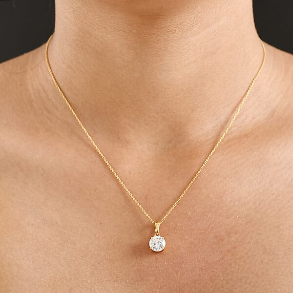 Shop Lc D'Joy 129 Facet Strontium Titanate 3.00 Ctw Classic Solitaire Pendant Necklace In 18K Vermeil Yellow Gold Over Sterling Silver 20 Inches