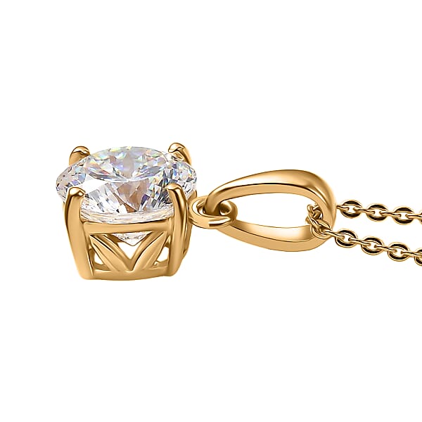 Shop Lc D'Joy 129 Facet Strontium Titanate 3.00 Ctw Classic Solitaire Pendant Necklace In 18K Vermeil Yellow Gold Over Sterling Silver 20 Inches