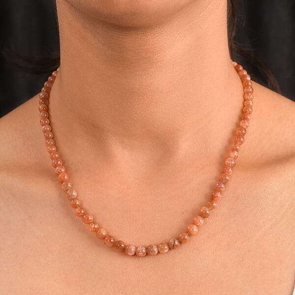 Shop Lc D'Joy AAA Golden Sunstone Beaded Necklace In 18K Vermeil YG Over Sterling Silver 110.00 Ctw (18-20 Inches)