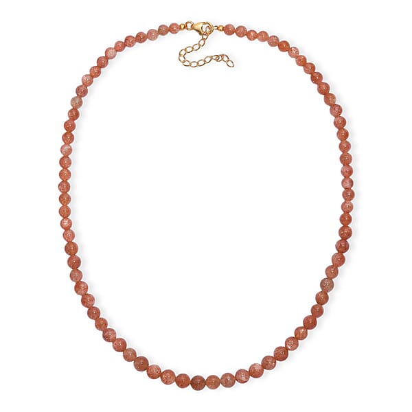 Shop Lc D'Joy AAA Golden Sunstone Beaded Necklace In 18K Vermeil YG Over Sterling Silver 110.00 Ctw (18-20 Inches)