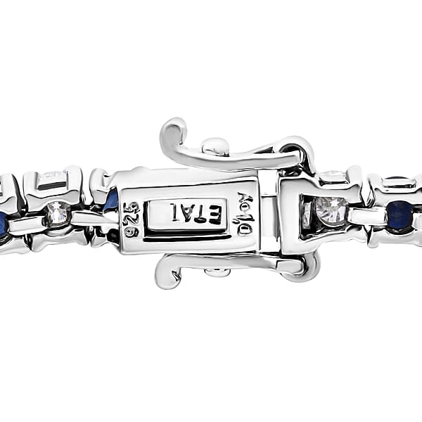 Shop Lc D'Joy AAA Kanchanaburi Blue Sapphire And Moissanite 6.85 Ctw Midnight Royalty Bracelet In Rhodium Over Sterling Silver (7.25 In)