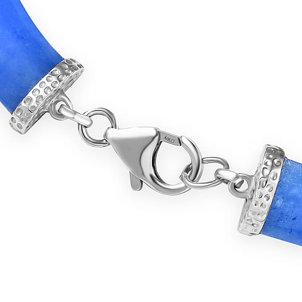 Shop Lc D'Joy AAA Light Blue Color Jade (D) 49.85 Ctw Ocean Waves Bracelet In Rhodium Over Sterling Silver (7.25 In)