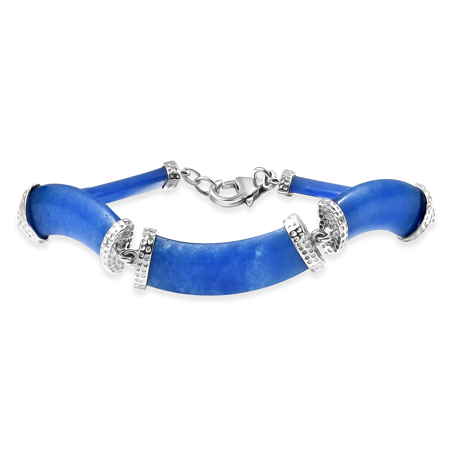 shop lc D'Joy AAA Light Blue Color Jade (D) 49.85 ctw Ocean Waves Bracelet in Rhodium Over Sterling Silver (7.25 In)