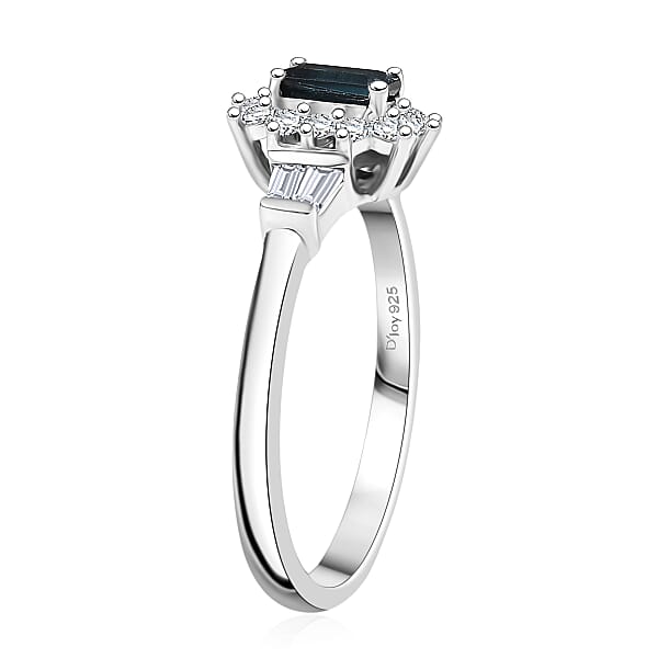 Shop Lc D'Joy AAA Monte Belo Indicolite Moissanite Art Deco Ring In Rhodium Over Sterling Silver 0.65 Ctw