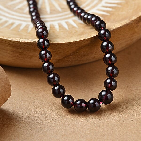 Shop Lc D'Joy AAA Mozambique Garnet 155.00 Ctw Celebrity Beaded Necklace In 18K Vermeil Yellow Gold Over Sterling Silver 20 Inches