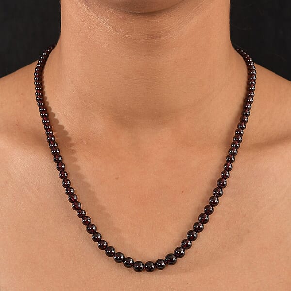 Shop Lc D'Joy AAA Mozambique Garnet 155.00 Ctw Celebrity Beaded Necklace In 18K Vermeil Yellow Gold Over Sterling Silver 20 Inches