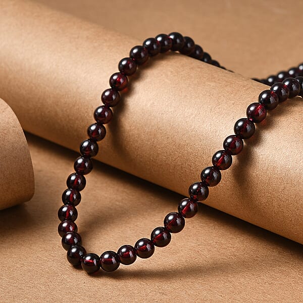 Shop Lc D'Joy AAA Mozambique Garnet 172.00 Ctw Celebrity Beaded Necklace In 18K Vermeil Yellow Gold Over Sterling Silver 20 Inches
