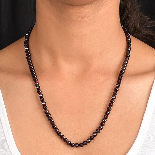 Shop Lc D'Joy AAA Mozambique Garnet 172.00 Ctw Celebrity Beaded Necklace In 18K Vermeil Yellow Gold Over Sterling Silver 20 Inches