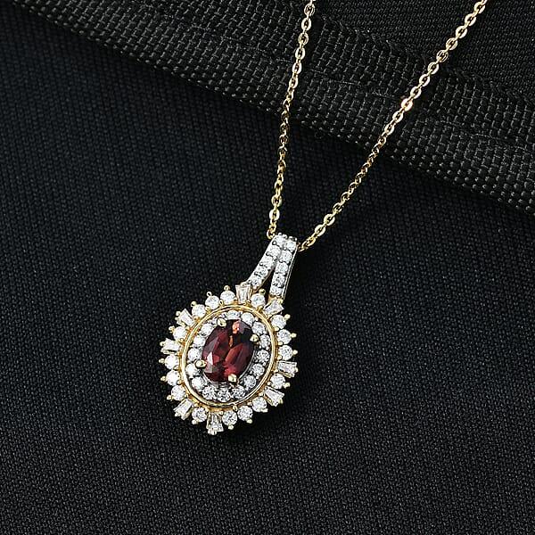 Shop Lc D'Joy AAA Ouro Fino Rubellite And Moissanite 1.50 Ctw Starburst Majesty Pendant Necklace In 18K Vermeil Yellow Gold Over Sterling Silver 20 Inches