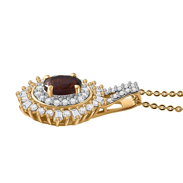 Shop Lc D'Joy AAA Ouro Fino Rubellite And Moissanite 1.50 Ctw Starburst Majesty Pendant Necklace In 18K Vermeil Yellow Gold Over Sterling Silver 20 Inches
