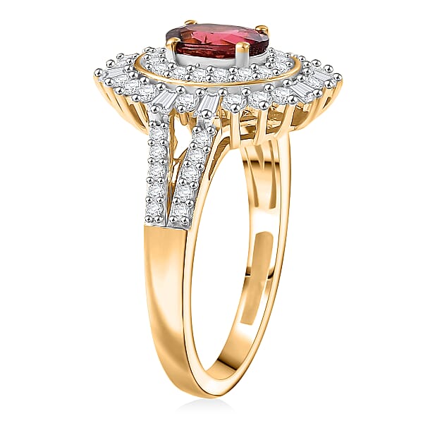 Shop Lc D'Joy AAA Ouro Fino Rubellite Moissanite Ring In 18K Vermeil YG Over Sterling Silver 1.60 Ctw