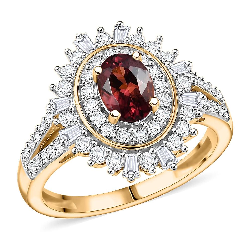 shop lc D'Joy AAA Ouro Fino Rubellite Moissanite Ring in 18K Vermeil YG Over Sterling Silver 1.60 ctw