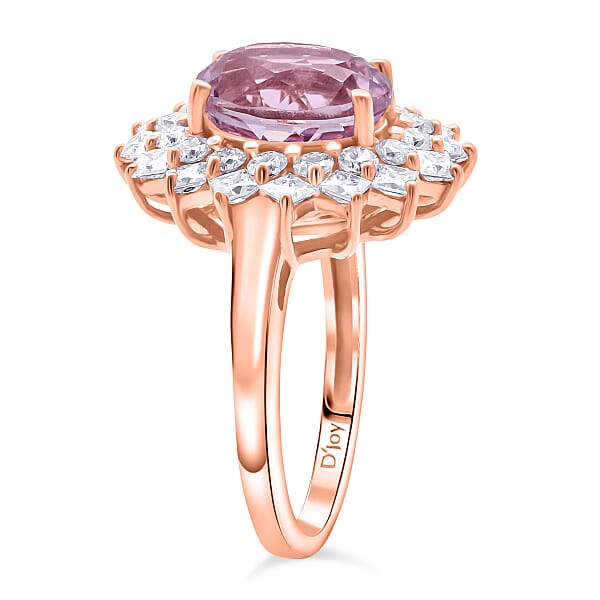 Shop Lc D'Joy AAA Patroke Kunzite And Moissanite 4.80 Ctw Rose Radiance Ring In 18K Vermeil Rose Gold Over Sterling Silver