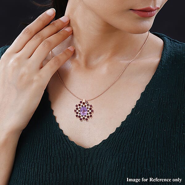 Shop Lc D'Joy AAA Patroke Kunzite And Multi Gemstone 11.50 Ctw Blooming Radiance Pendant Necklace In 18K Vermeil Rose Gold Over Sterling Silver 20 Inches