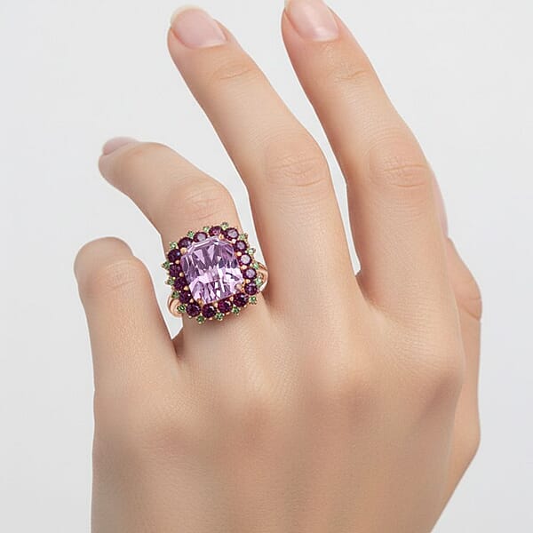Shop Lc D'Joy AAA Patroke Kunzite Multi Gemstone Bloom Ring In 18K Vermeil RG Over Sterling Silver 10.10 Ctw