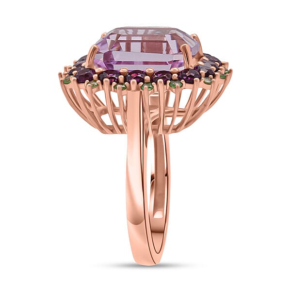 Shop Lc D'Joy AAA Patroke Kunzite Multi Gemstone Bloom Ring In 18K Vermeil RG Over Sterling Silver 10.10 Ctw