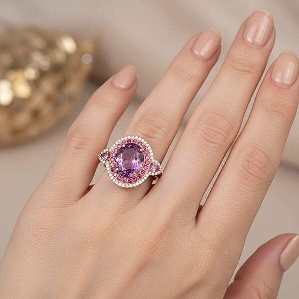 Shop Lc D'Joy AAA Patroke Kunzite Multi Gemstone Ring In 18K Vermeil RG Over Sterling Silver 5.80 Ctw