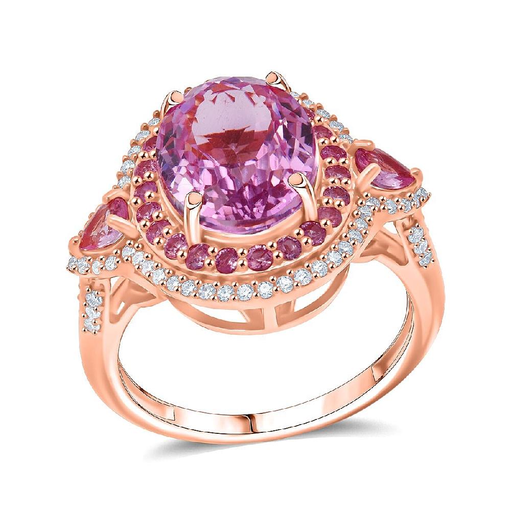 shop lc D'Joy AAA Patroke Kunzite Multi Gemstone Ring in 18K Vermeil RG Over Sterling Silver 5.80 ctw