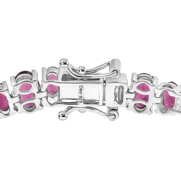 Shop Lc D'Joy AAA Radiant Ember Garnet And Diamond 15.00 Ctw Bracelet In Rhodium Over Sterling Silver (7.25 In)