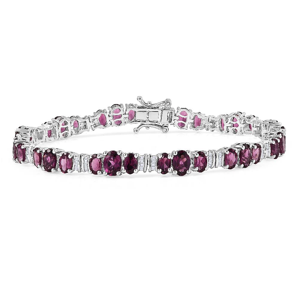 shop lc D'Joy AAA Radiant Ember Garnet and Diamond 15.00 ctw Bracelet in Rhodium Over Sterling Silver (7.25 In)