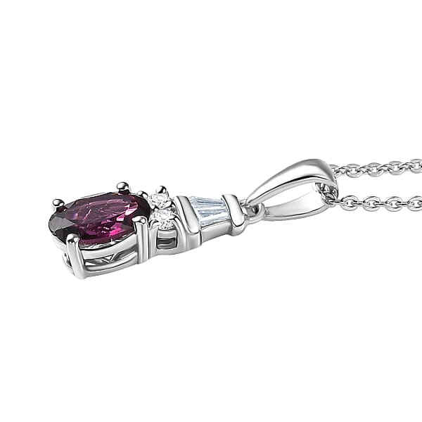 Shop Lc D'Joy AAA Radiant Ember Garnet And Moissanite 1.20 Ctw Pendant Necklace In Rhodium Over Sterling Silver 20 Inches