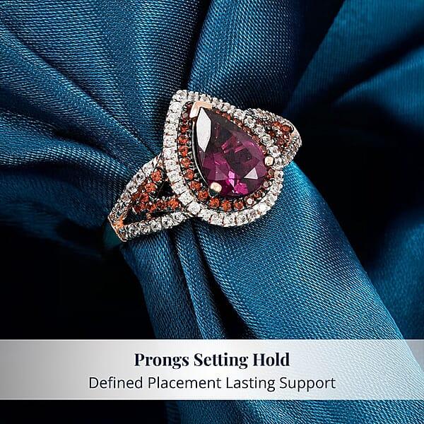Shop Lc D'Joy AAA Radiant Ember Garnet And Multi Gemstone 2.10 Ctw Ring In 18K Vermeil Rose Gold Over Sterling Silver