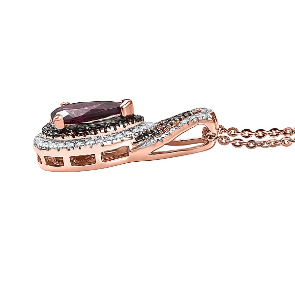 Shop Lc D'Joy AAA Radiant Ember Garnet And Multi Gemstone 1.65 Ctw Pendant Necklace 20 Inches In 18K Vermeil Rose Gold Over Sterling Silver