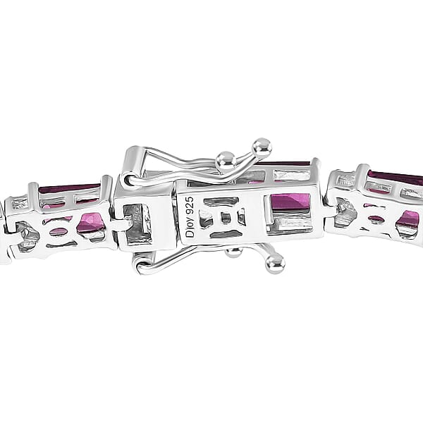 Shop Lc D'Joy AAA Radiant Ember Garnet And White Zircon 16.90 Ctw Bracelet In Rhodium Over Sterling Silver (7.25 In)