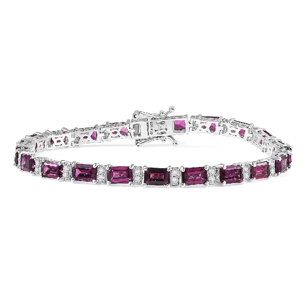 shop lc D'Joy AAA Radiant Ember Garnet and White Zircon 16.90 ctw Bracelet in Rhodium Over Sterling Silver (7.25 In)