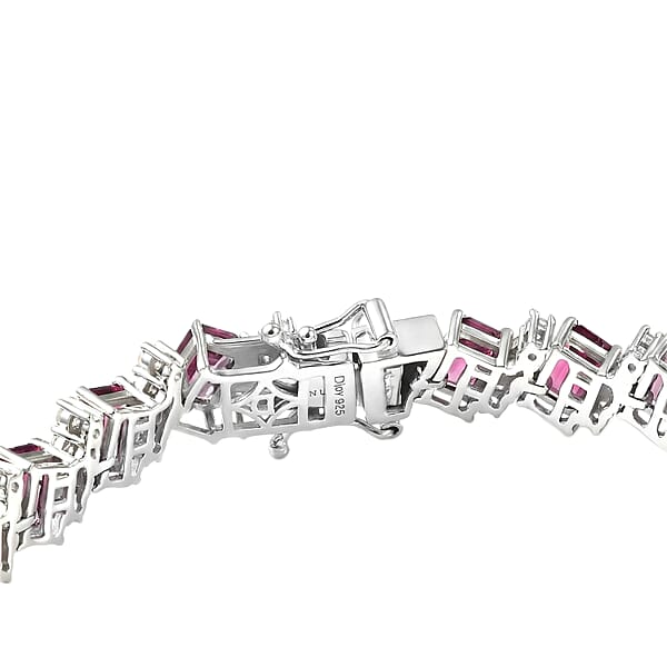 Shop Lc D'Joy AAA Radiant Ember Garnet And White Zircon 20.70 Ctw Bracelet In Rhodium Over Sterling Silver (7.25 In)