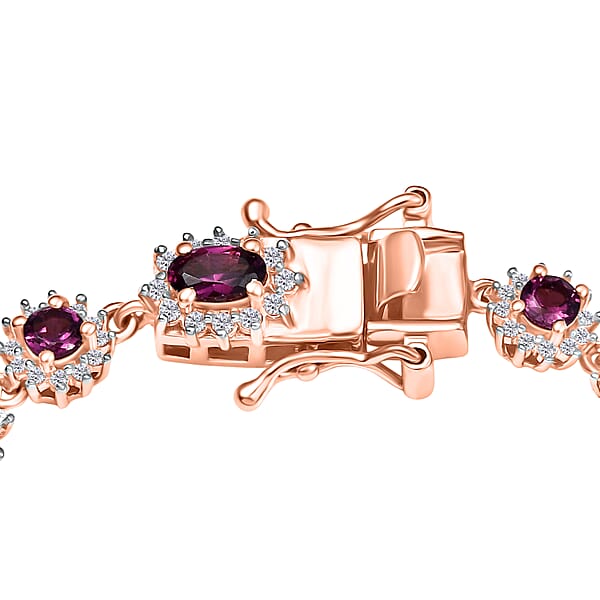 Shop Lc D’Joy AAA Radiant Ember Garnet And White Zircon 7.75 Ctw Celestial Starburst Bracelet In 18K Vermeil Rose Gold Over Sterling Silver (7.25 In)