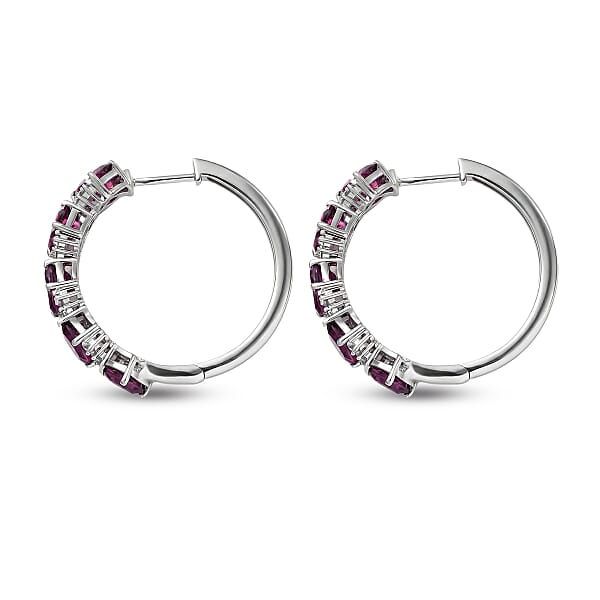 Shop Lc D'Joy AAA Radiant Ember Garnet And White Zircon 8.00 Ctw Earrings In Rhodium Over Sterling Silver