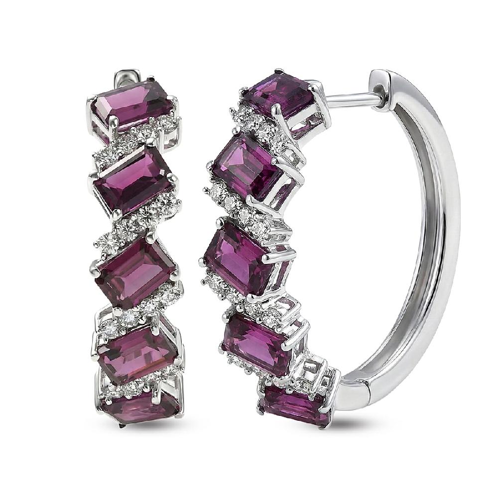 shop lc D'Joy AAA Radiant Ember Garnet and White Zircon 8.00 ctw Earrings in Rhodium Over Sterling Silver