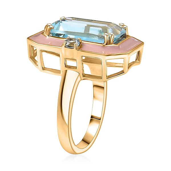 Shop Lc D'Joy AAA Sky Blue Topaz Ring In 18K Vermeil YG Over Sterling Silver 7.90 Ctw