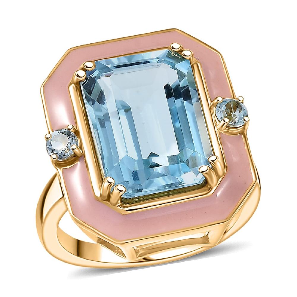 shop lc D'Joy AAA Sky Blue Topaz Ring in 18K Vermeil YG Over Sterling Silver 7.90 ctw