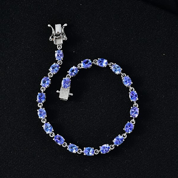 Shop Lc D'Joy AAA Tanzanite 7.80 Ctw Twilight Line Bracelet In Rhodium Over Sterling Silver (6.50 In)