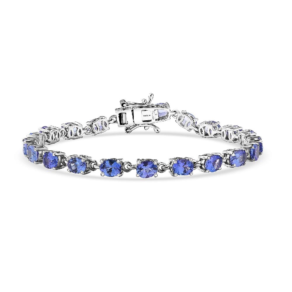 shop lc D'Joy AAA Tanzanite 7.80 ctw Twilight Line Bracelet in Rhodium Over Sterling Silver (6.50 In)