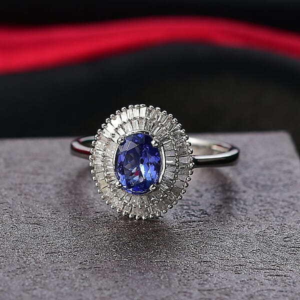 Shop Lc D'Joy AAA Tanzanite Diamond Ring In Rhodium Over Sterling Silver 1.40 Ctw